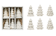 WHITE STONEWARE TREES, BOXED SET OF 6