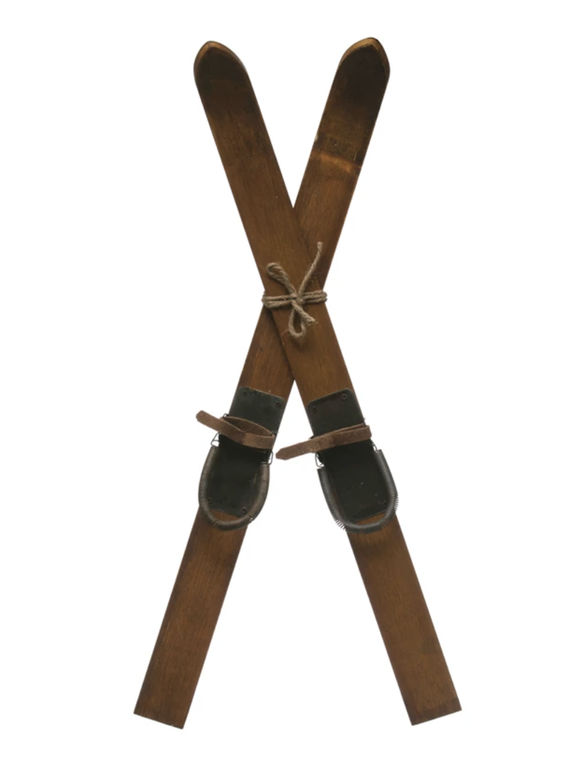 WOOD SKIS WALL DECOR