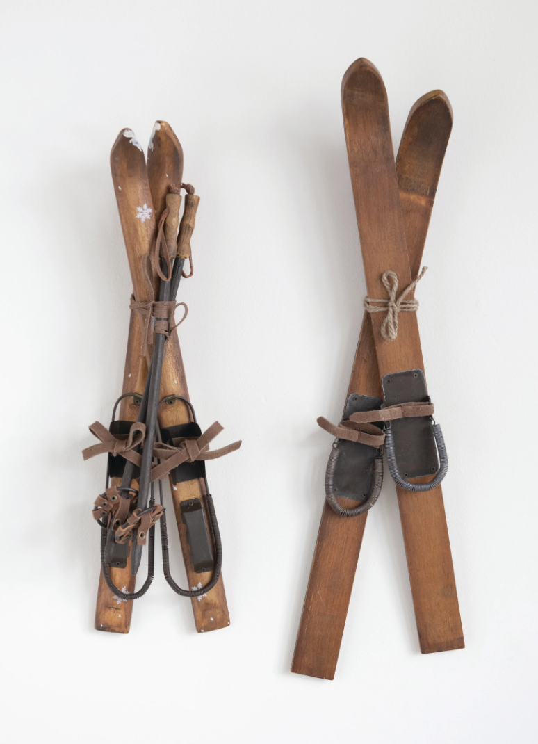 WOOD SKIS WALL DECOR