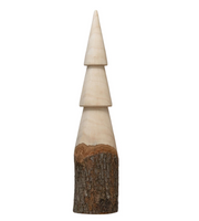 Carved Wood Tree w/ Bark Base - Natural - Large