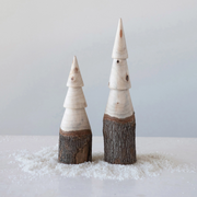 SMALL CARVED WOOD TREE W/  NATURAL BARK BASE