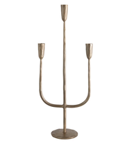 ANTIQUE BRASS HAND-FORGED METAL CANDELABRA