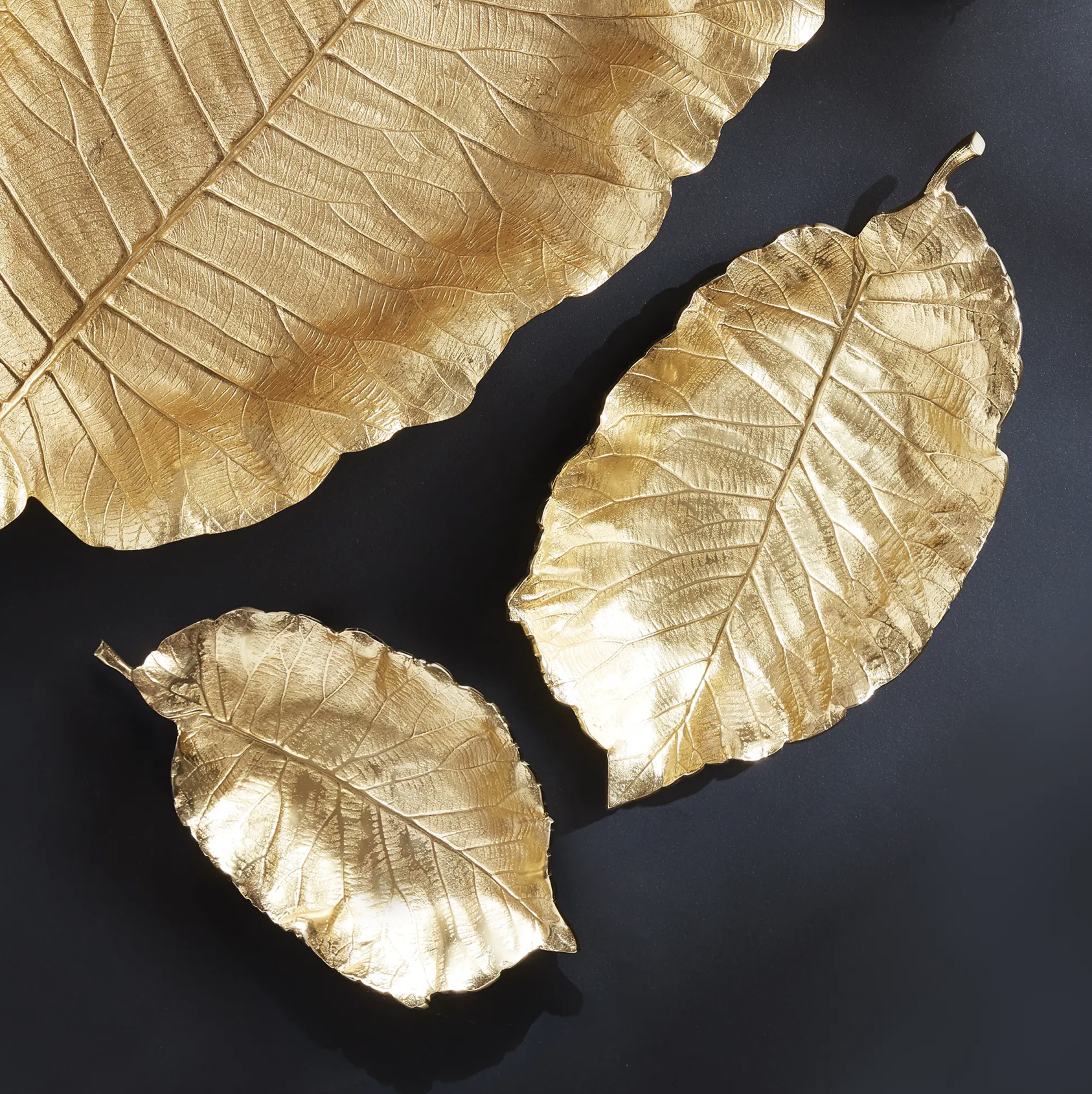 Alegra Leaf Trays - Gold (Set of 2)