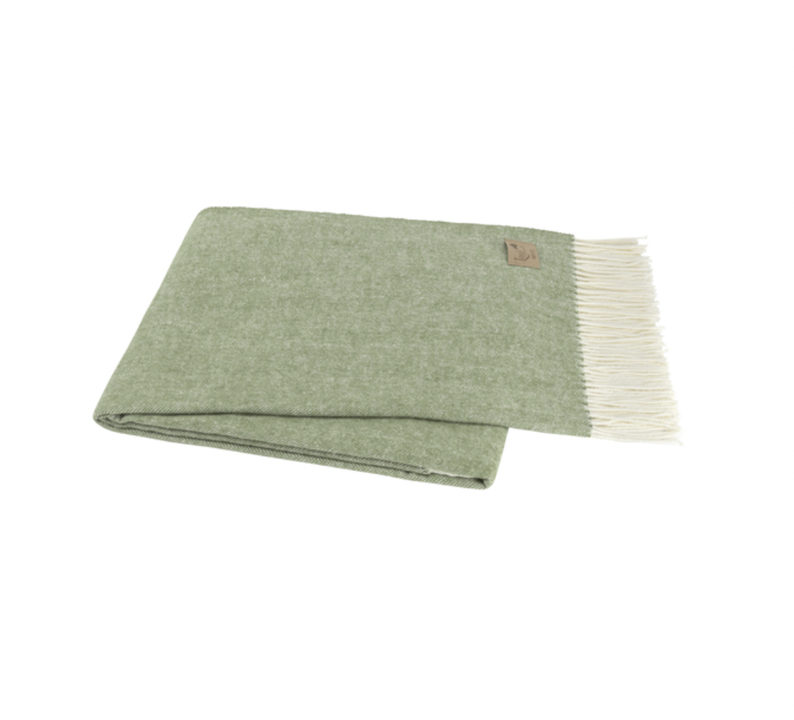 Italian Herringbone Throw - Olive