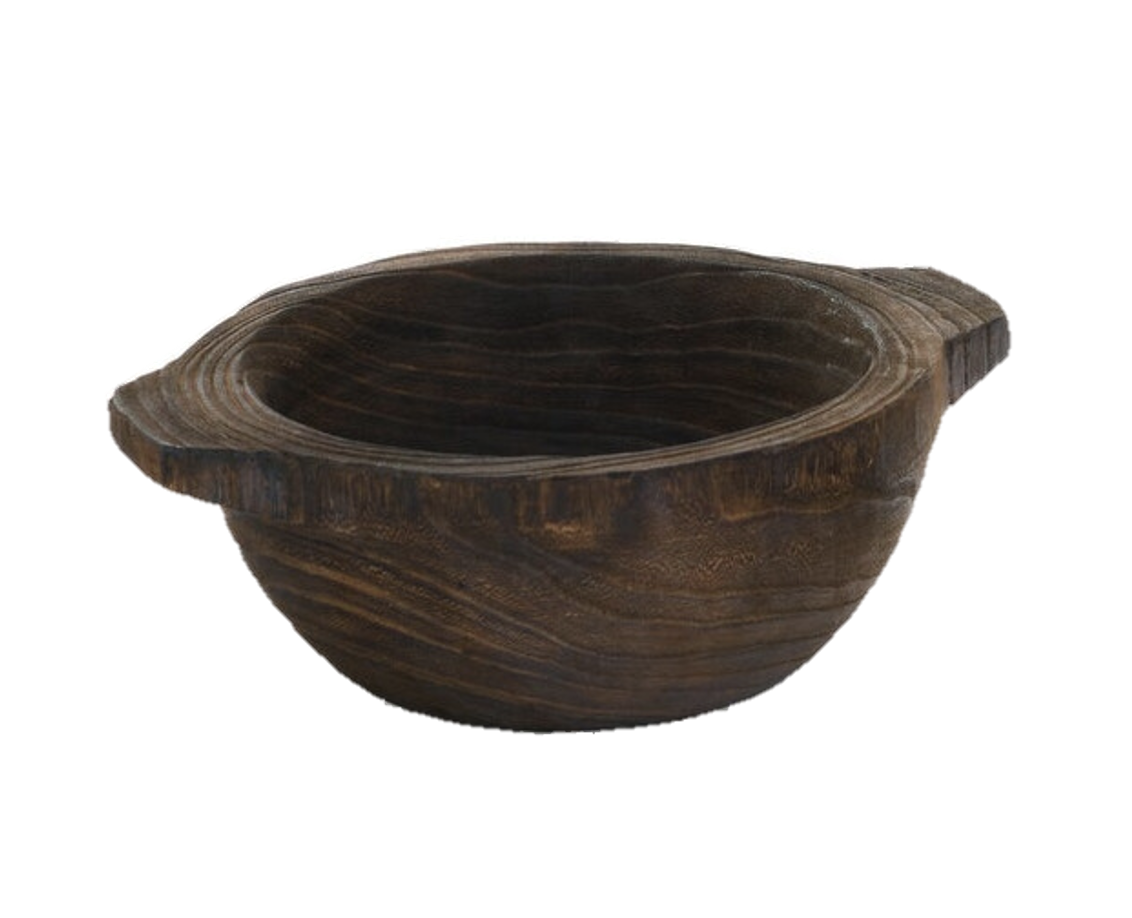 Dark Brown Paulownia Bowl w/ Handles
