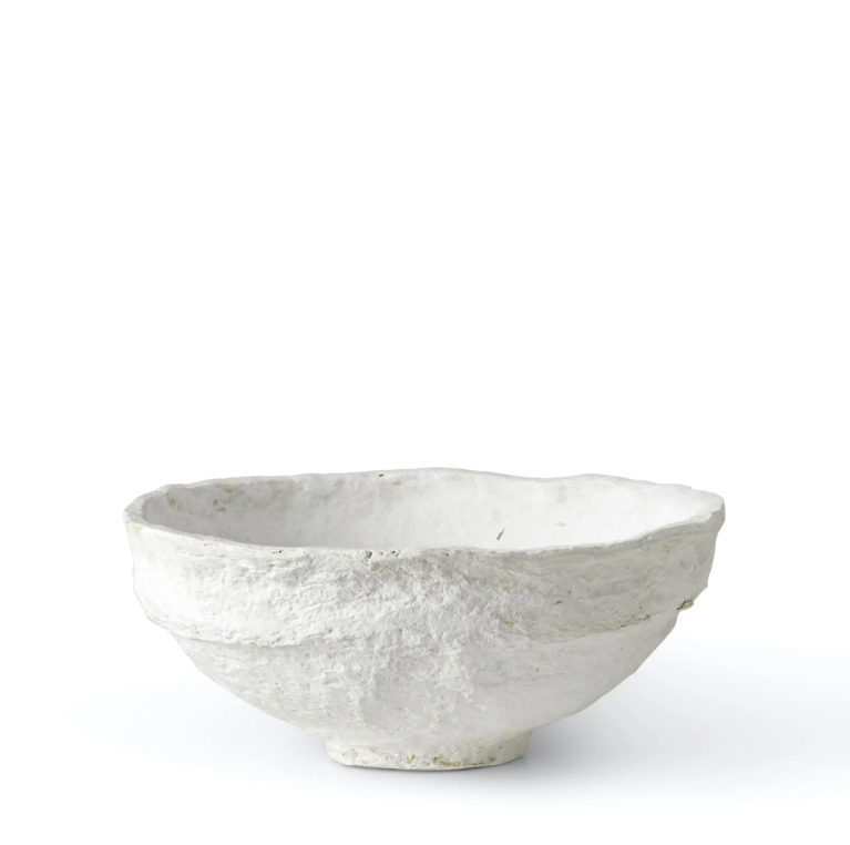 Paper Mache Sculptural Bowl - White - LG