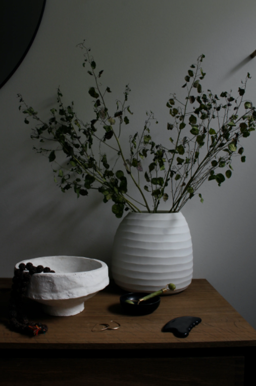 Paper Mache Sculptural Bowl - White - LG
