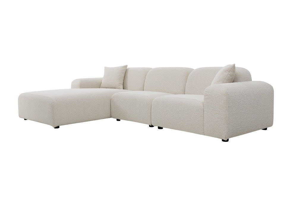 MBTL - Arcos 3 Piece Sectional (RAF+ Armless+ Chaise LAF) - Tortilla Bouclé Fabric
