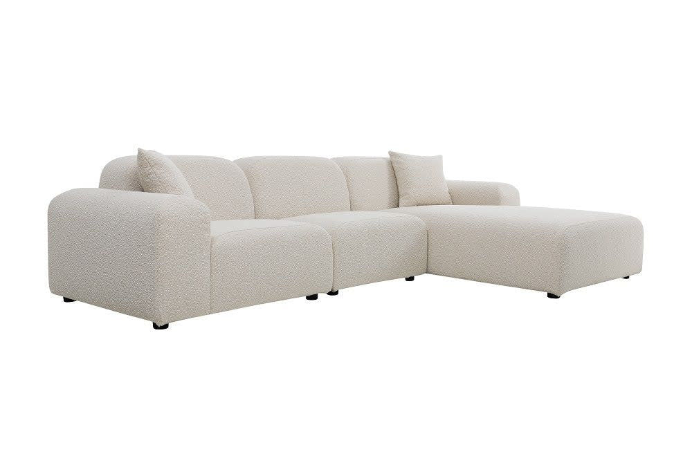 MBTL - Arcos 3 Piece Sectional (LAF+ Armless+ Chaise RAF) - Tortilla Bouclé Fabric