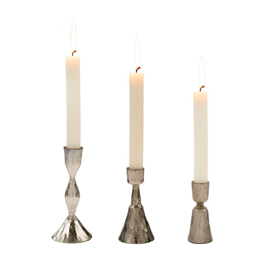 Zora Forged Candlestick - Medium - Antique Silver