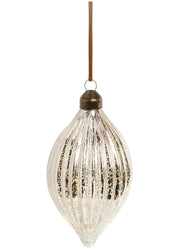 Silver Glass Droplet Ornament