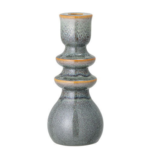 3" stoneware taper holder, blue and brown