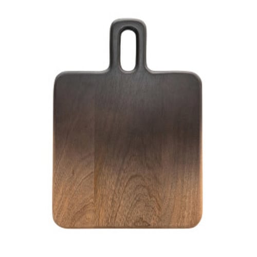 MANGO WOOD CHEESE/CUTTING BOARD W/ HANDLE, BLACK & NATURAL OMBR