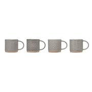 Debossed Stoneware Mug - Grey (4 Styles)