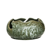Organic Stoneware Bowl - Green Reactive Glaze