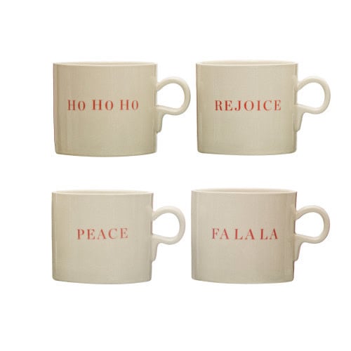Stoneware Mug w/ Holiday Saying (4 Styles)