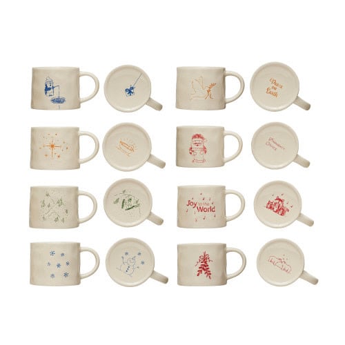 Holiday Wax Relief Stoneware Mug (Various Styles)