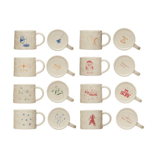Holiday Wax Relief Stoneware Mug (Various Styles)