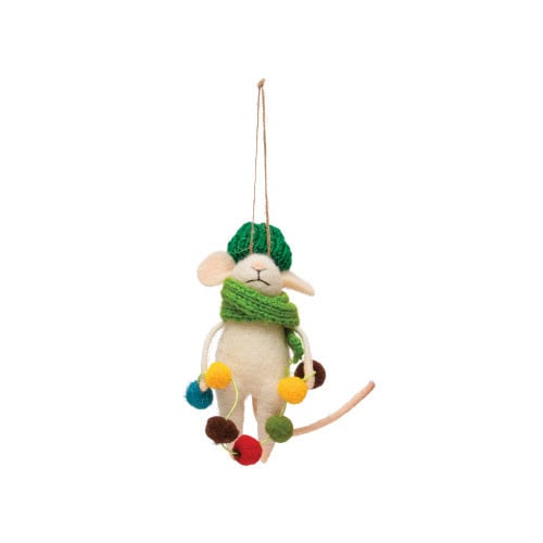 Wool Felt Mouse w/ Garland Ornament