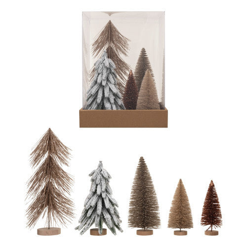 Sisal Bottle Brush Trees (Boxed Set of 5)