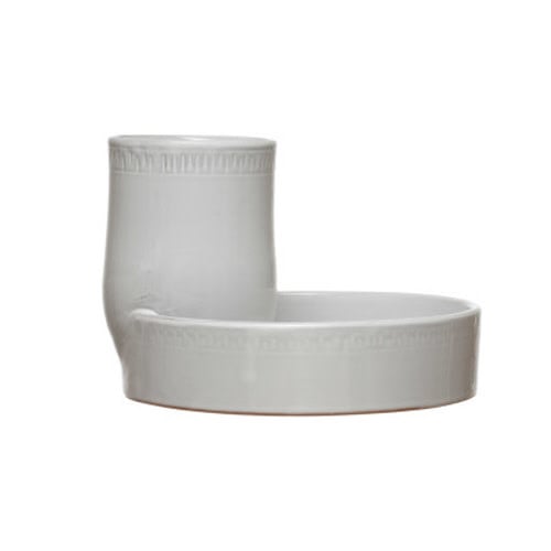 Terracotta Tray w/ 2 Sections - White