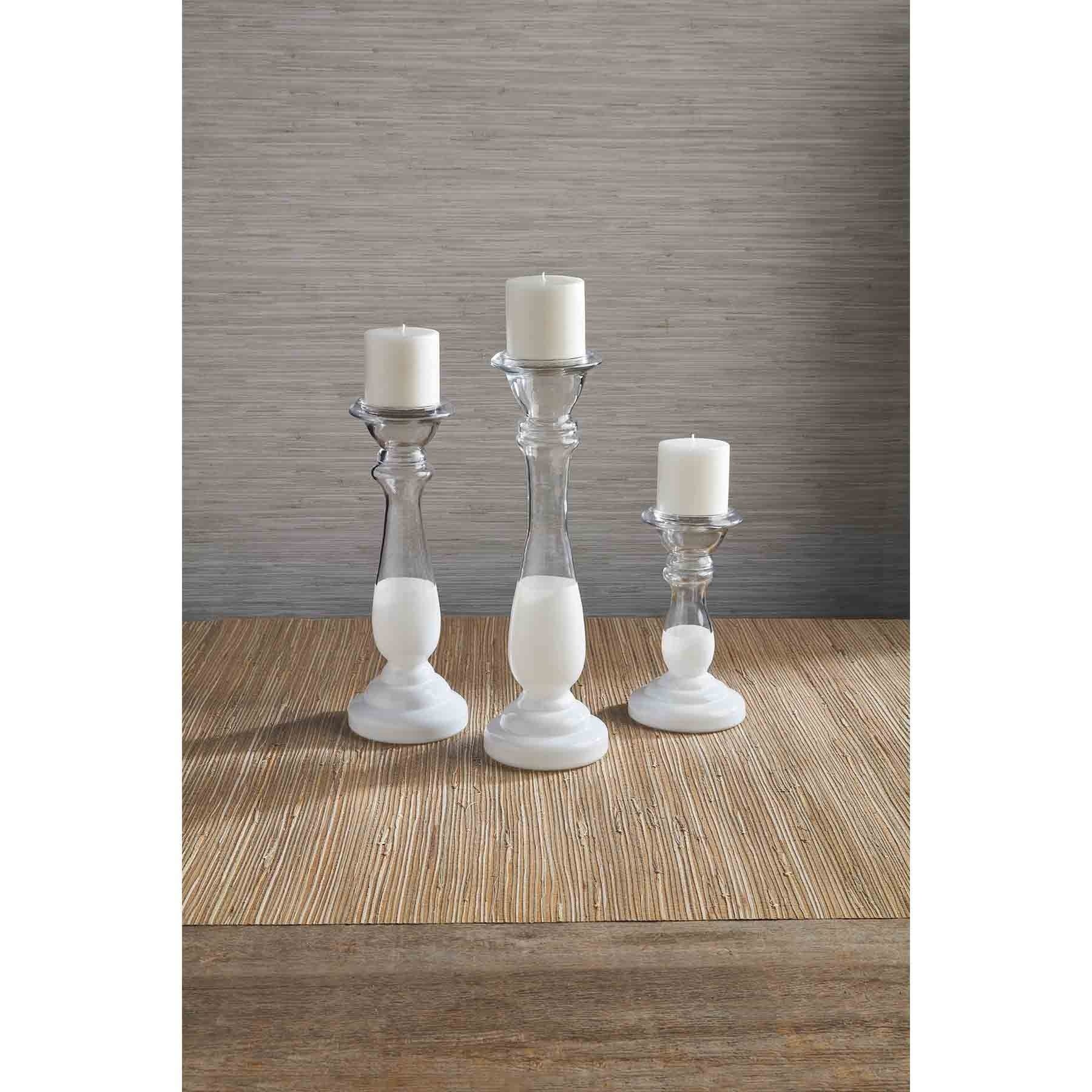 Glass White Candlestick - Large