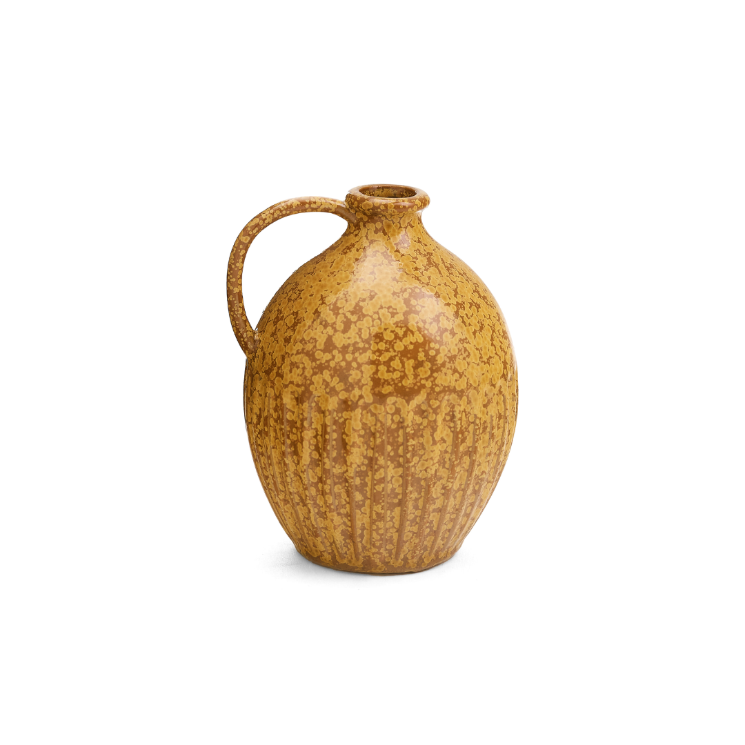 Ribbed Porcelain Vase - Ochre
