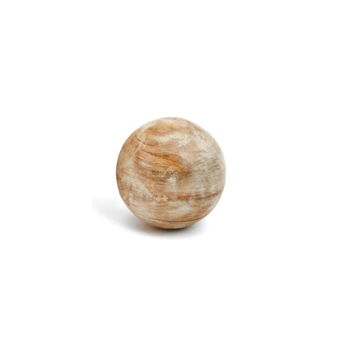 Whitewash Wood Ball - Small