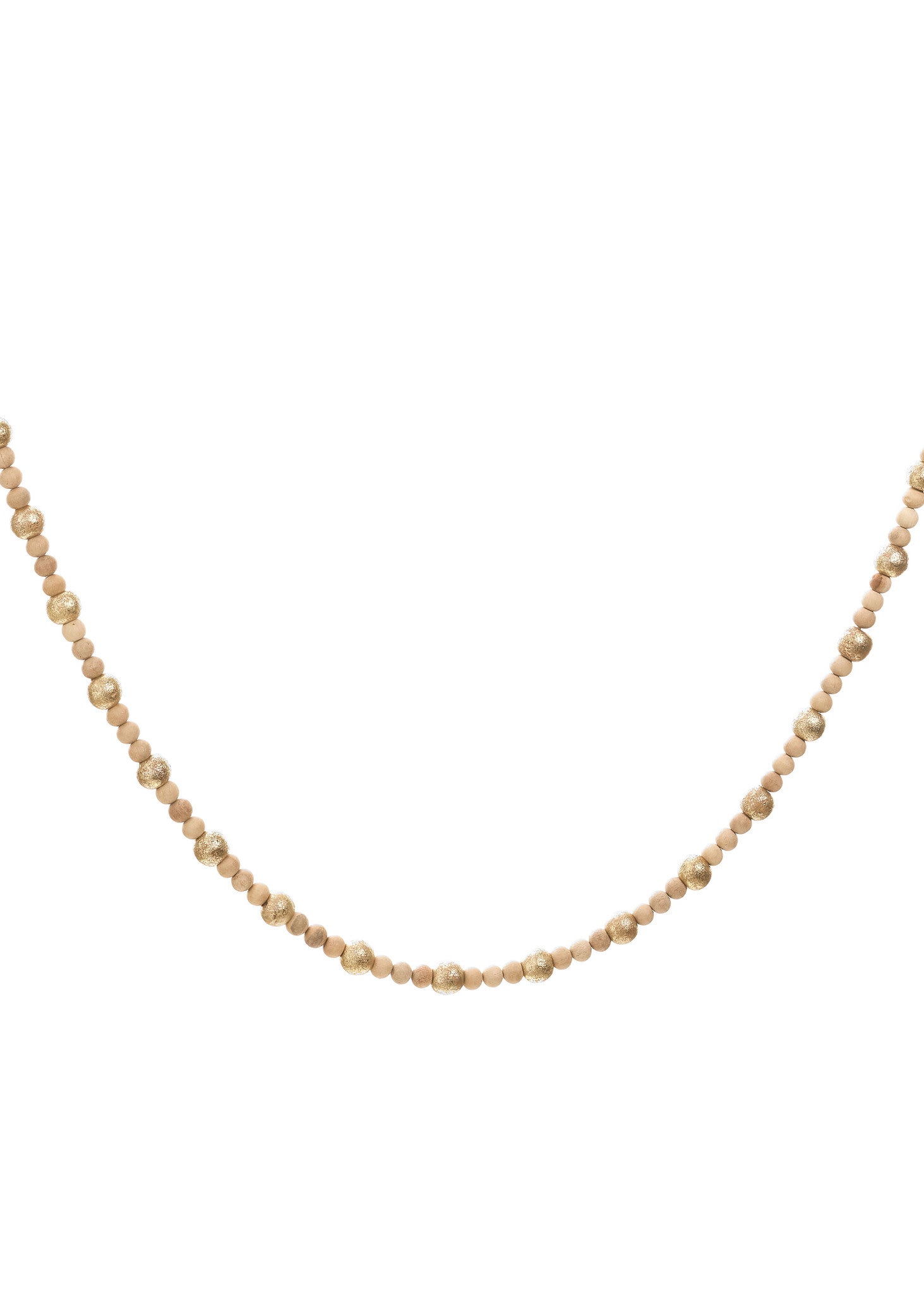 Wood Bead Garland - Natural/Gold