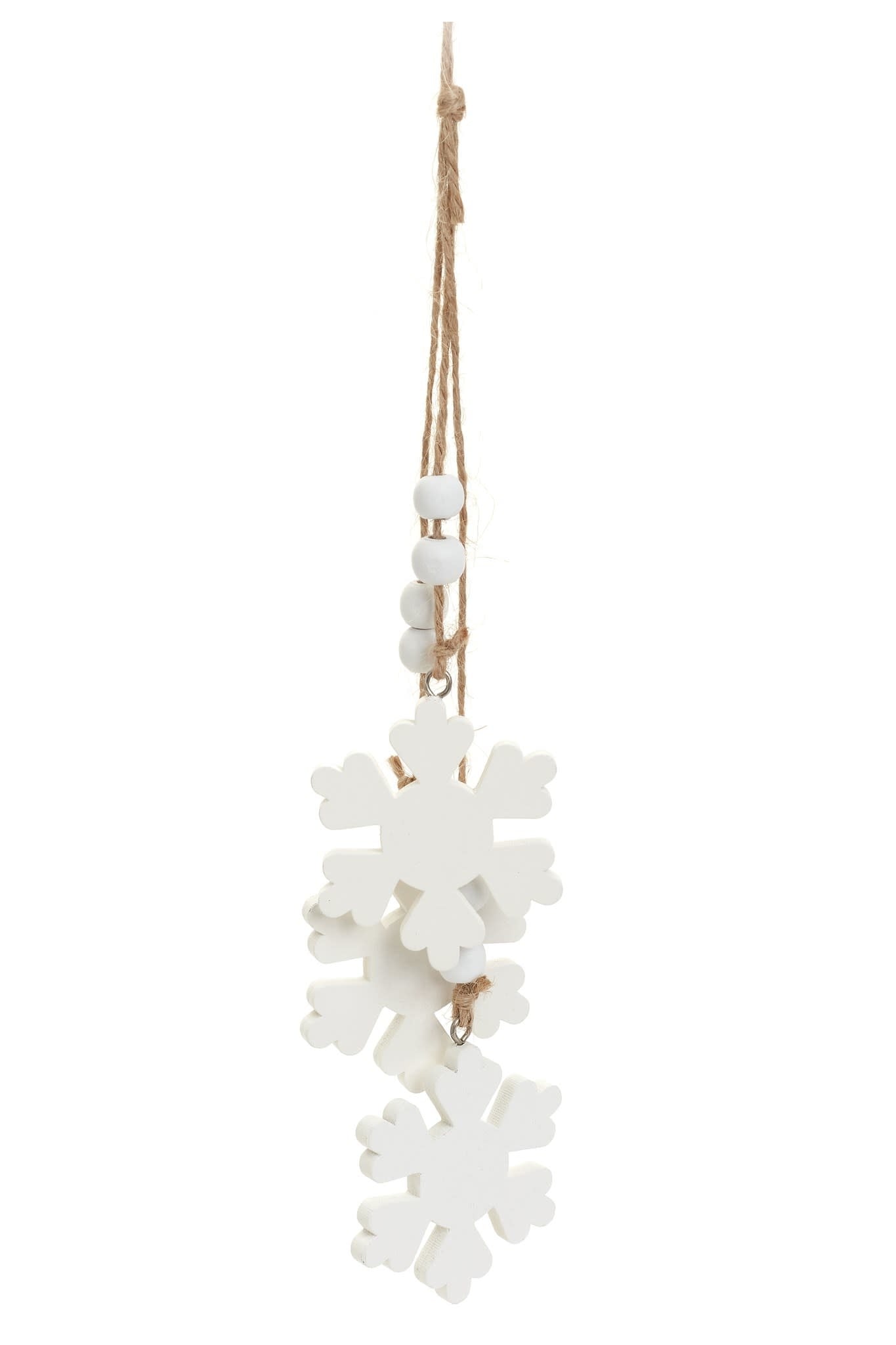 Wood Snowflake Ornament - White
