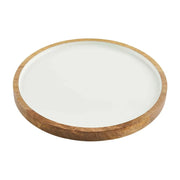 Wood White Enamel Tray - Small