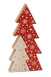 Wood Xmas Tree - Red/Natural