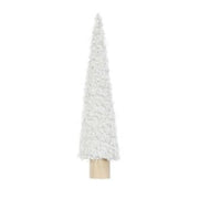 4-1/4" ROUND X 19"H FABRIC CONE TREE ON WOOD BASE, CREAM COLOR