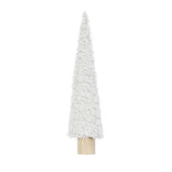 4-1/4" ROUND X 19"H FABRIC CONE TREE ON WOOD BASE, CREAM COLOR