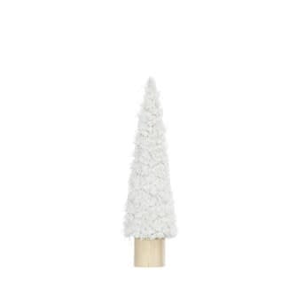 3-1/2" ROUND X 14"H FABRIC CONE TREE ON WOOD BASE, CREAM COLOR