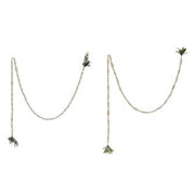 Paulownia Wood Garland w/ Faux Greenery Tassel - Natural
