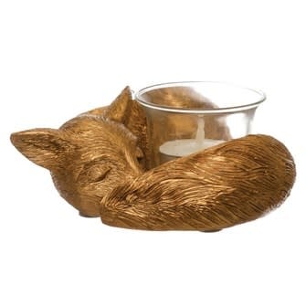 Resin Fox Tealight Holder - Bronze