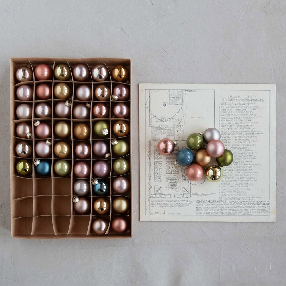 1" Round Glass Ball Ornaments - Multi Colour (Set of 54)