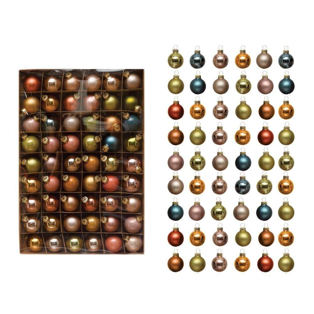 1" Round Glass Ball Ornaments - Multi Colour (Set of 54)