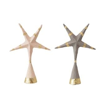 7-1/2"L X 2"W X 10"H HANDMADE PAPER MACHE STAR TREE TOPPER,